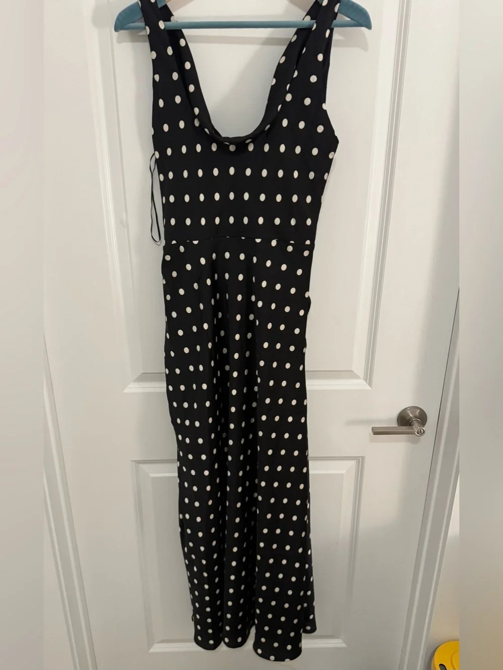 Abercrombie & Fitch Black and White Polka Dot Cowl Neck Maxi Dress